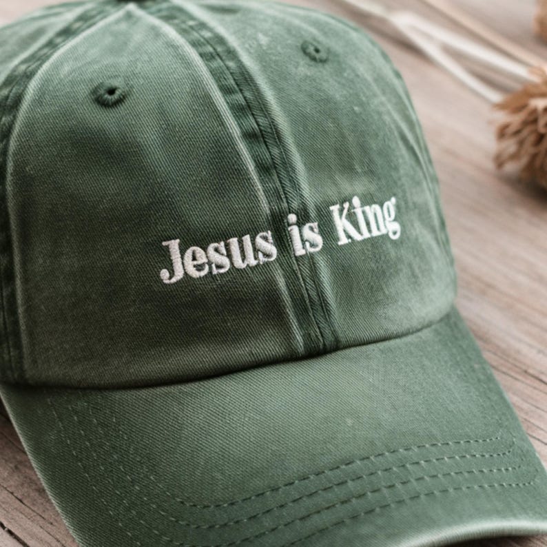 Jesus Is King Hat Christian Embroidered Dad Cap, Faith Baseball Cap, Religious Gift for Men & Women
