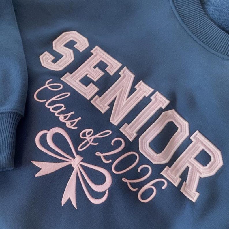Embroidered Senior Sweatshirt, Custom Grad Gift, Class of 2026 Embroidered Hoodie, Uni Graduation Gifts For Her, Personalized Senior Gift
