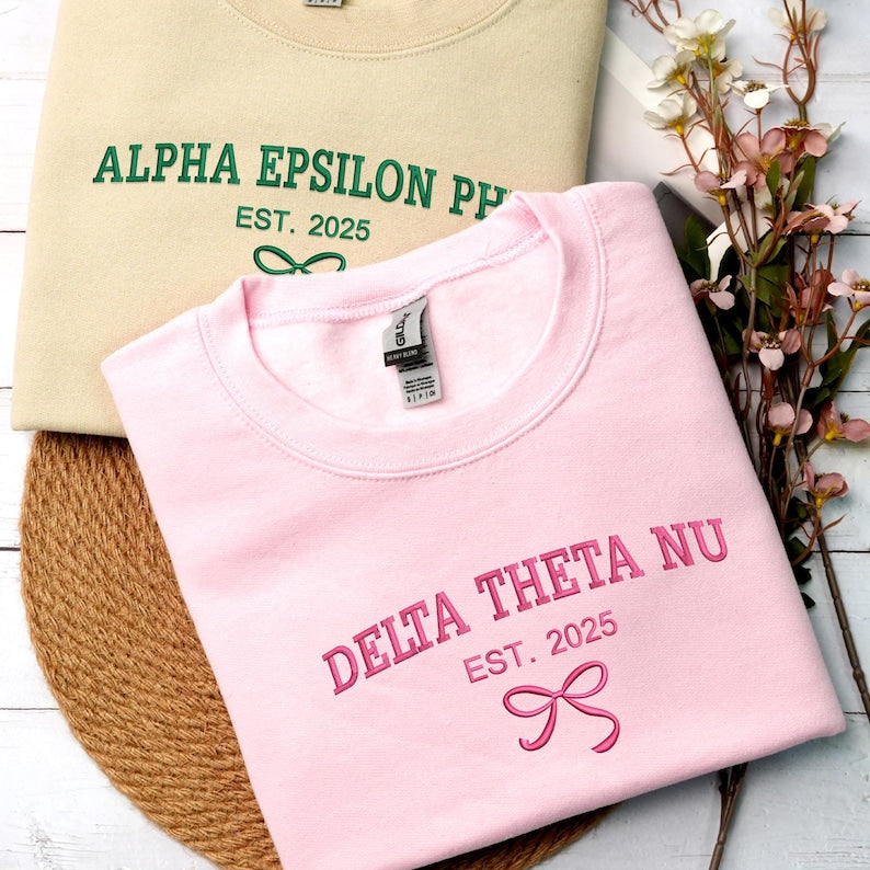 Custom Sorority Sweaters Embroidered Girl's Trip Sweatshirt | Big Little Sweatshirts Sorority Hoodie | Personalized Gift for Friends