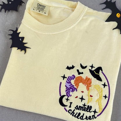 Comfort Color Hocus Pocus Embroidered Unisex Sweatshirt, Hocus Pocus Halloween Crewneck, Halloween Shirt, Funny Halloween Gift For Friends