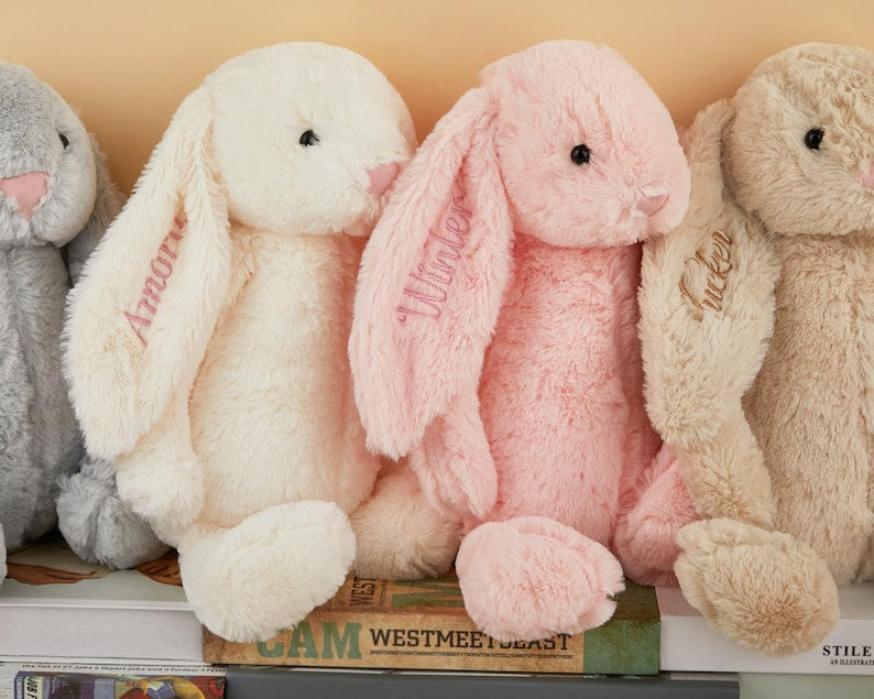 Personalized Embroidered Bunny Rabbit, Personalised Bunny Rabbit Toy,Custom Monogrammed Bunny Rabbit,Bunny Soft Plush Toy,Kids Birthday Gift