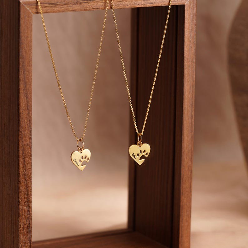 Custom Paw Name Necklace with Heart, Personalised Paw Print Necklace, Dog Paw Letter Necklace, Pet Memorial Gift for Her, Mothers Day Gift il_794xN.6982388700_em0t_1.jpg