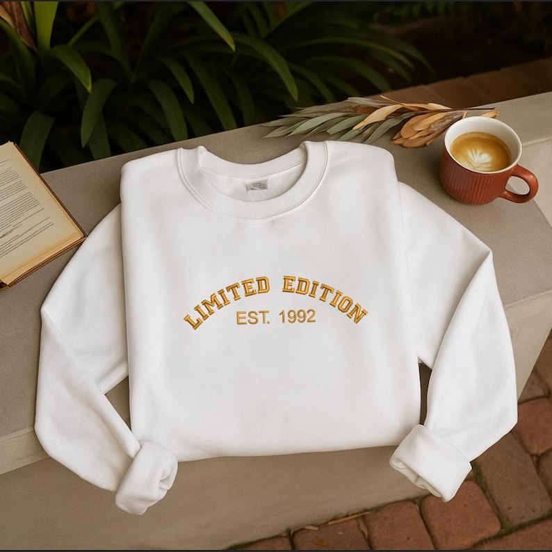 Limited Edition Sweatshirt, Custom Embroidered Sweatshirt, Personalized Birth Year Hoodie, Est Year Crewneck Sweatshirt, Embroidered Hoodie