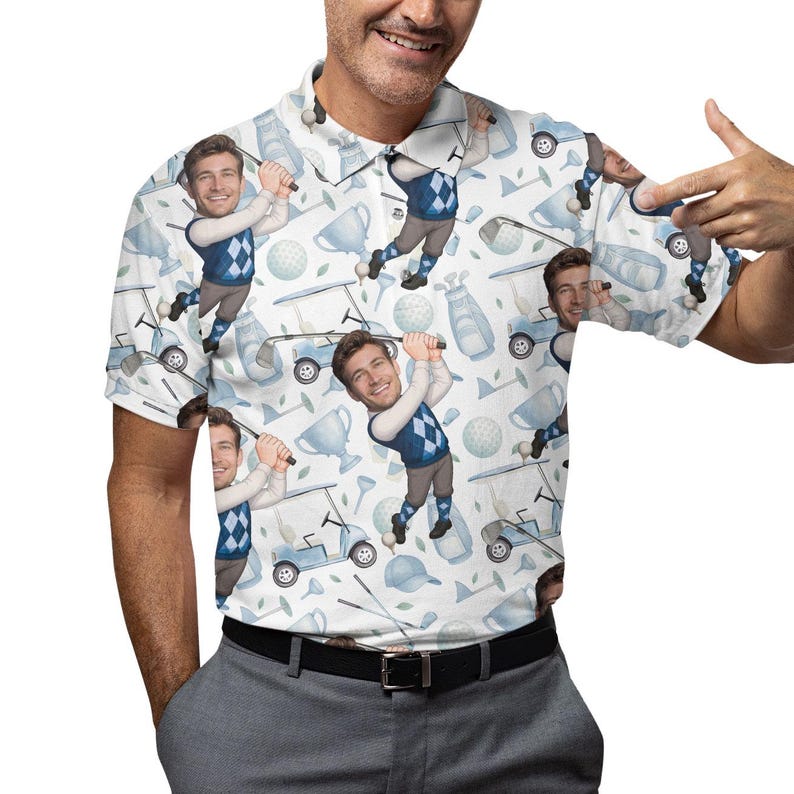 Custom With Your Face Golf Pattern Polo Shirts For Men Golf Polos Personalized Mens Shirts Button Up Shirt Gift For Him, Fathers Day Gift il_794xN.6994189205_jnu6.jpg