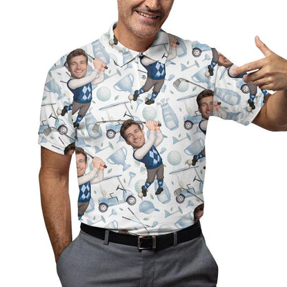 Custom With Your Face Golf Pattern Polo Shirts For Men Golf Polos Personalized Mens Shirts Button Up Shirt Gift For Him, Fathers Day Gift il_794xN.6994189205_jnu6.jpg