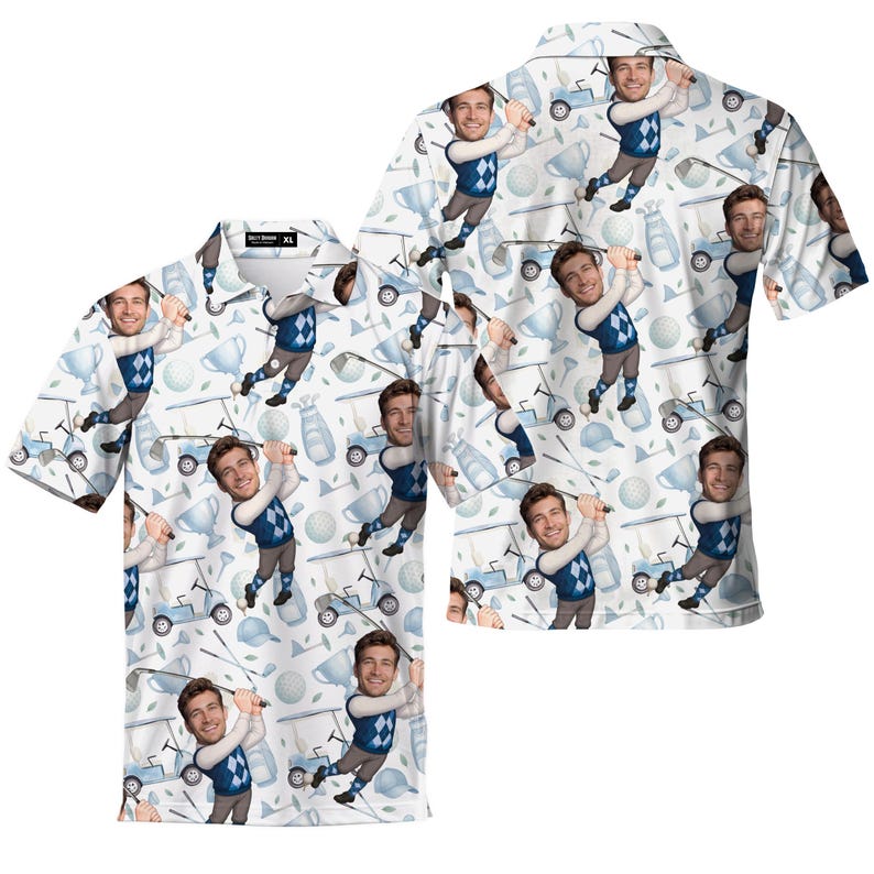 Custom With Your Face Golf Pattern Polo Shirts For Men Golf Polos Personalized Mens Shirts Button Up Shirt Gift For Him, Fathers Day Gift il_794xN.6994189231_8orc.jpg