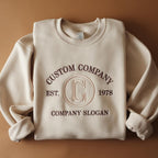 Custom Company Embroidered Sweatshirt, Personalized Business Logo Crewneck, Retro College Style Work Uniform, Corporate Team Gift Hoodie