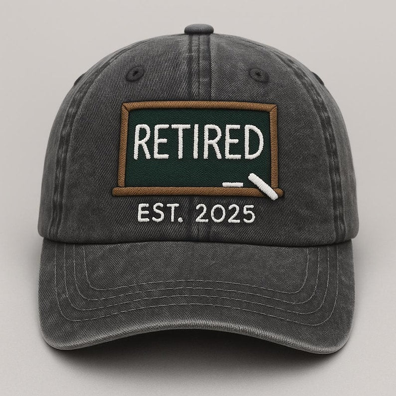 Retired 2025 Hat Funny Embroidered Baseball Cap, Retirement Gift Idea for Men and Women, Adjustable Dad Hat for Teachers, Coworkers, Friends and Family