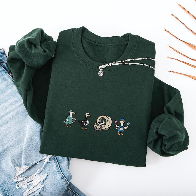 Embroidered Radiologic Technologist Goose Sweatshirt, Simple Medical Sweatshirt, Radiologist T-Shirt, Rad Tech Crewneck, Gift Radiography Geese