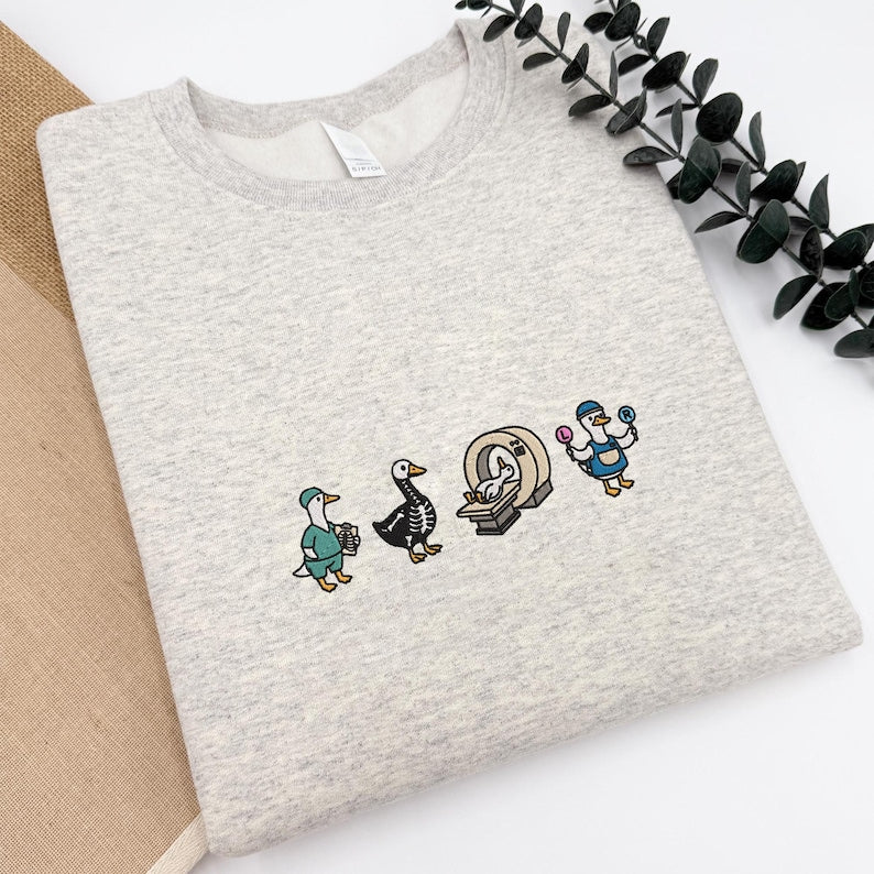 Embroidered Radiologic Technologist Goose Sweatshirt, Simple Medical Sweatshirt, Radiologist T-Shirt, Rad Tech Crewneck, Gift Radiography Geese