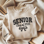 Personalized Senior Class of 2026 Sweatshirt Custom Graduation Crewneck with Name, Cute Bow Design, High School or College Senior Gift Keepsake
