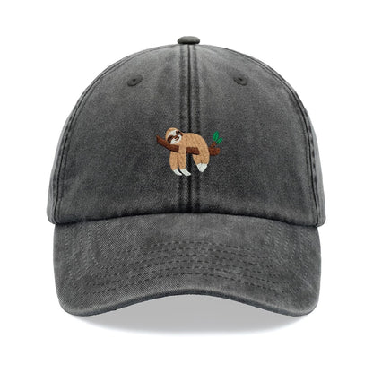 Embroidered Sloth Sleeping Baseball Cap Vintage Washed Cotton Unisex Dad Hat Adjustable Funny Faded Sports Sun Bird Summer Holiday Funny