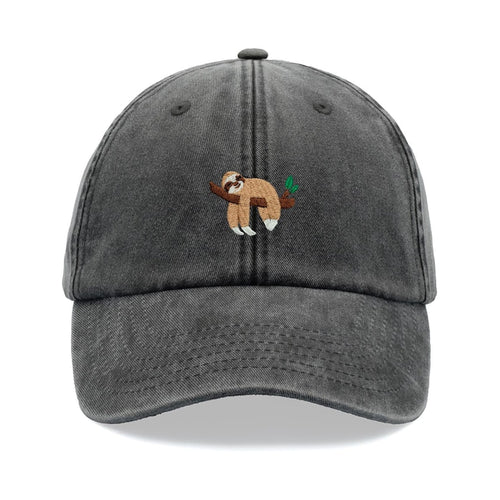 Embroidered Sloth Sleeping Baseball Cap Vintage Washed Cotton Unisex Dad Hat Adjustable Funny Faded Sports Sun Bird Summer Holiday Funny