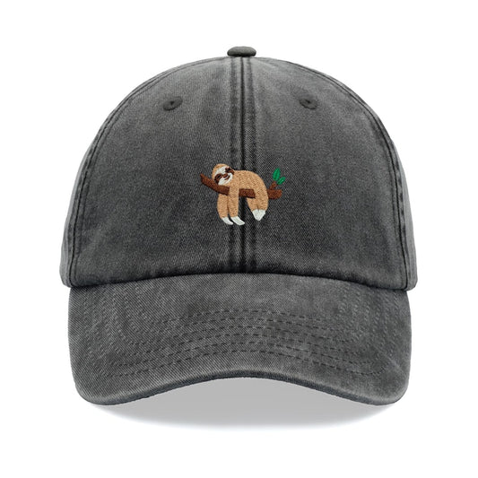 Embroidered Sloth Sleeping Baseball Cap Vintage Washed Cotton Unisex Dad Hat Adjustable Funny Faded Sports Sun Bird Summer Holiday Funny