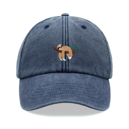 Embroidered Sloth Sleeping Baseball Cap Vintage Washed Cotton Unisex Dad Hat Adjustable Funny Faded Sports Sun Bird Summer Holiday Funny