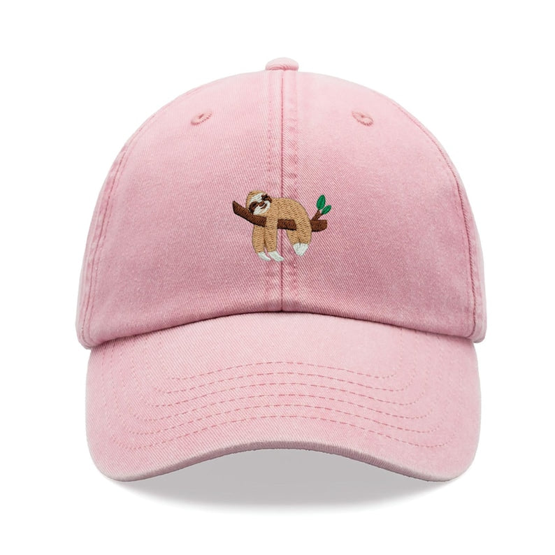 Embroidered Sloth Sleeping Baseball Cap Vintage Washed Cotton Unisex Dad Hat Adjustable Funny Faded Sports Sun Bird Summer Holiday Funny