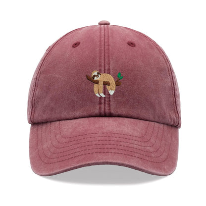 Embroidered Sloth Sleeping Baseball Cap Vintage Washed Cotton Unisex Dad Hat Adjustable Funny Faded Sports Sun Bird Summer Holiday Funny