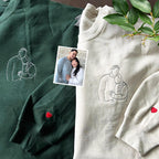 Custom Embroidered Couple Portrait From Photo Hoodie - Matching Hoodies For Couples - Anniversary Gifts For Boyfriend - Gift For Husband