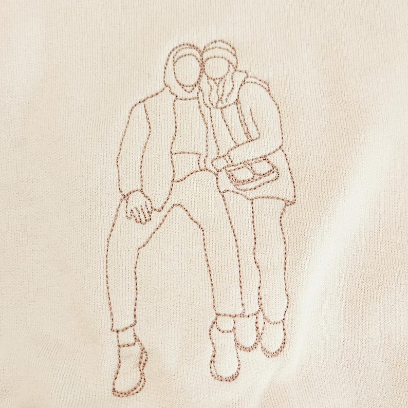 Custom Embroidered Couple Portrait From Photo Hoodie - Matching Hoodies For Couples - Anniversary Gifts For Boyfriend - Gift For Husband