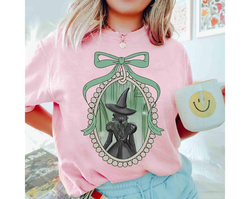 Coquette Bow Wicked Movie Inspired Pink & Green Couple Shirt, Changed For Good Shirt, Wizard Of Oz Shirt, Wicked Birthday Girl Gifts Tee