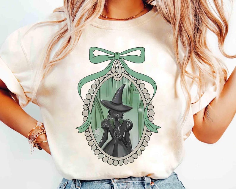 Coquette Bow Wicked Movie Inspired Pink & Green Couple Shirt, Changed For Good Shirt, Wizard Of Oz Shirt, Wicked Birthday Girl Gifts Tee