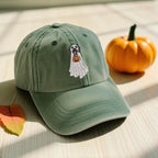 Custom Dog Embroidered Hat Halloween Ghost Dog Washed Hat Halloween Embroidered Baseball Hat Dogs Embroidered Cap Pet Ghost Hat