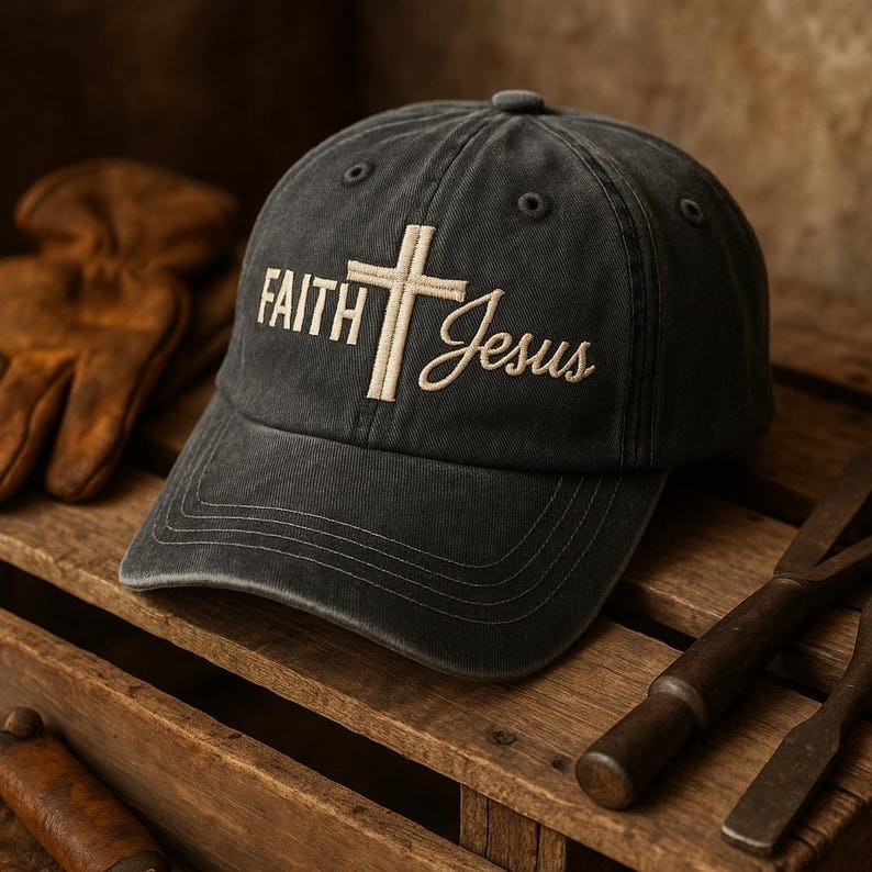 Faith Jesus Hat Christian Embroidered Cross Baseball Cap, Religious Adjustable Dad Hat for Men and Women, Spiritual Gift for Believers and Church Wear