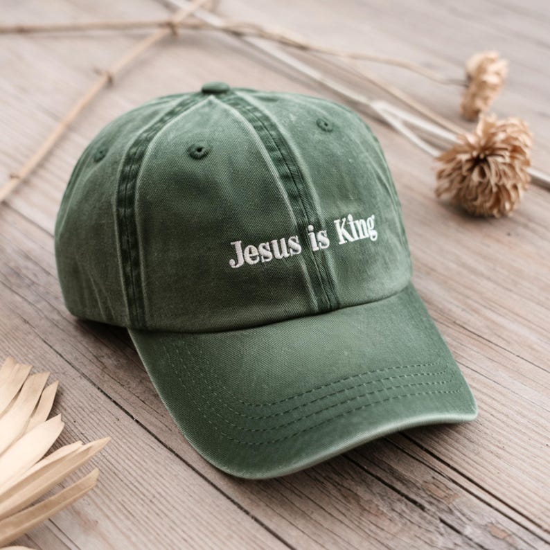 Jesus Is King Hat Christian Embroidered Dad Cap, Faith Baseball Cap, Religious Gift for Men & Women