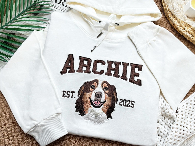 Custom Embroidered Pet From Your Photo Sweatshirt,Custom Embroidered Pet Hoodie,Dog Shirt with Name Embroidered,Custom Gift For Dog Owners