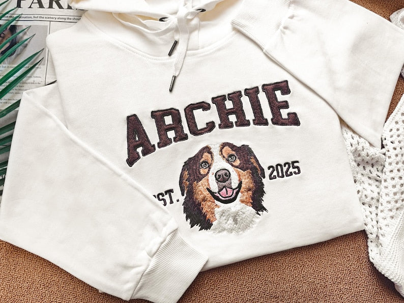 Custom Embroidered Pet From Your Photo Sweatshirt,Custom Embroidered Pet Hoodie,Dog Shirt with Name Embroidered,Custom Gift For Dog Owners