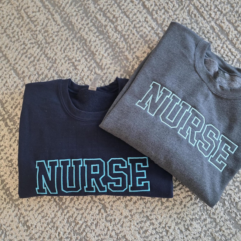 Embroidered Nurse Sweatshirt, Nurse Hoodie, Nurse Pullover, Gift for Grad, gift for her, New Nurse Gift, Nursing School Shirt, gift for her