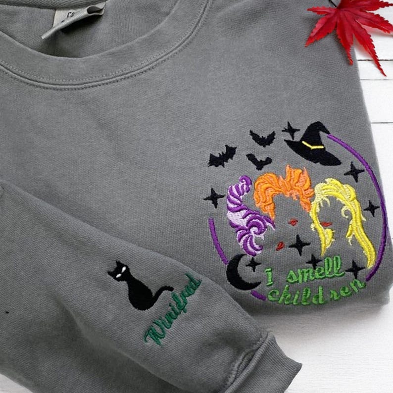 Comfort Color Hocus Pocus Embroidered Unisex Sweatshirt, Hocus Pocus Halloween Crewneck, Halloween Shirt, Funny Halloween Gift For Friends