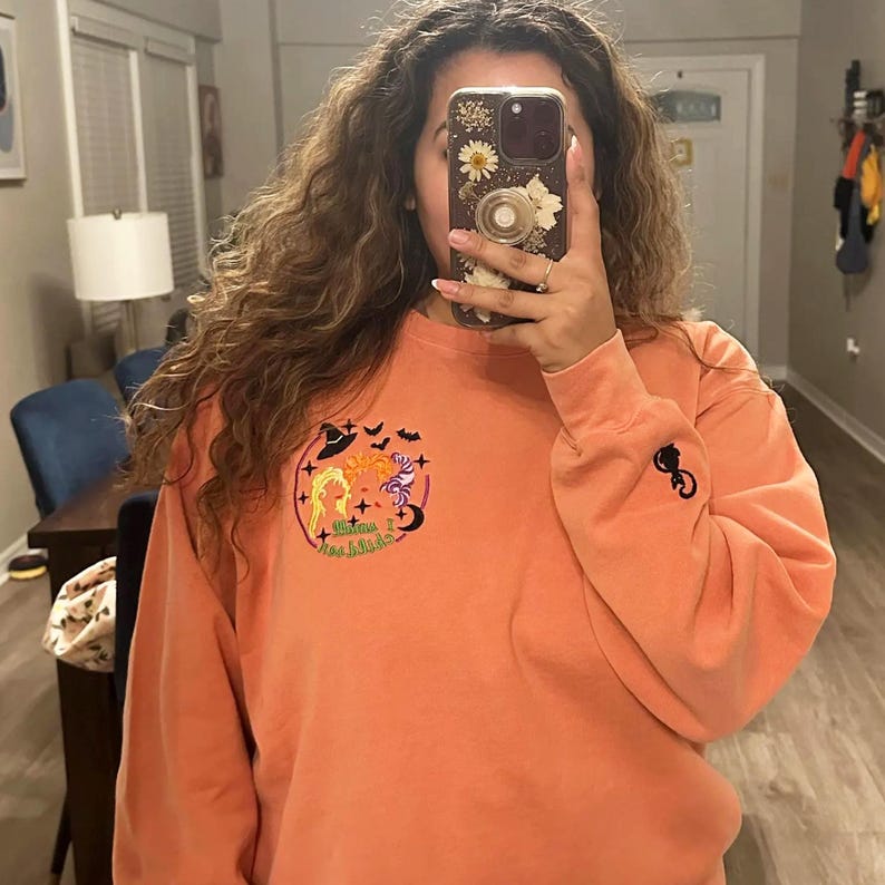 Comfort Color Hocus Pocus Embroidered Unisex Sweatshirt, Hocus Pocus Halloween Crewneck, Halloween Shirt, Funny Halloween Gift For Friends