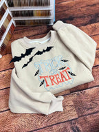 Embroidered Trick or Treat Sweatshirt, Embroidered Halloween Shirt, Halloween Women Shirt, Funny Halloween Shirt, Halloween Sweatshirt