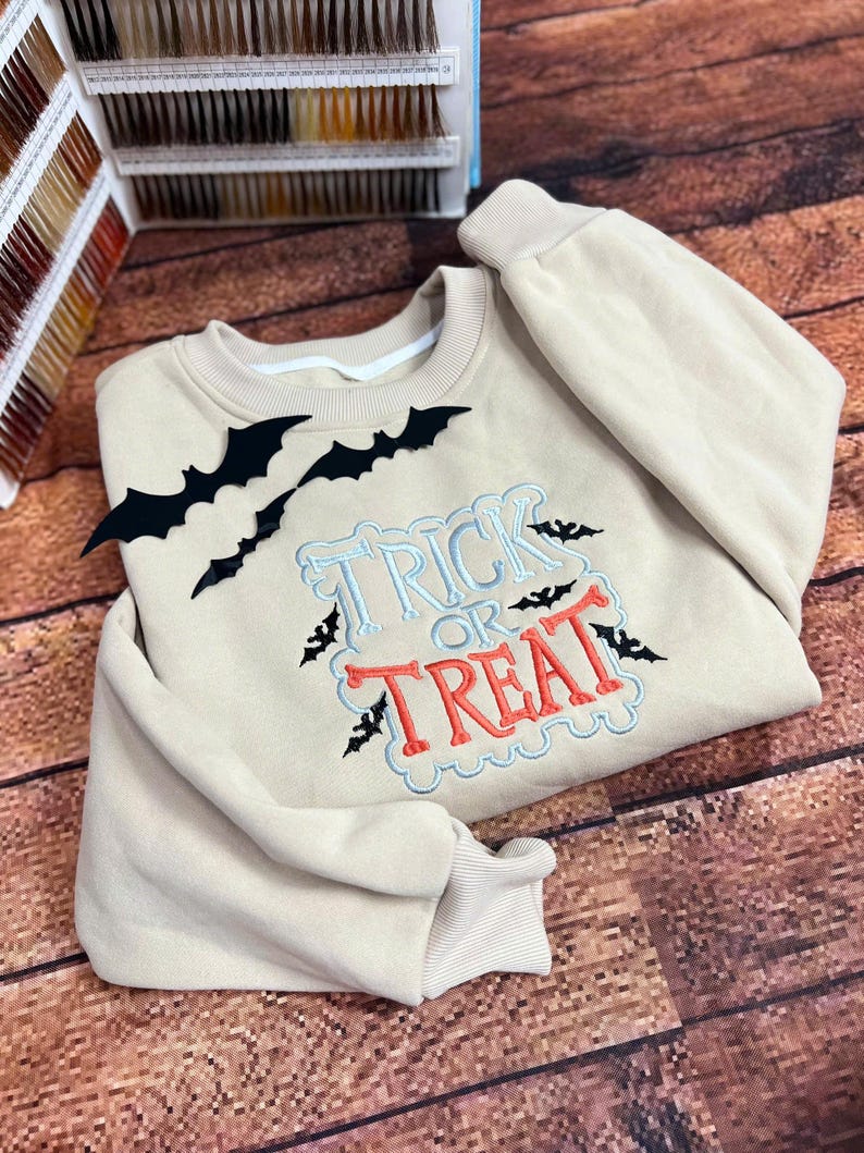 Embroidered Trick or Treat Sweatshirt, Embroidered Halloween Shirt, Halloween Women Shirt, Funny Halloween Shirt, Halloween Sweatshirt