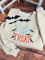 Embroidered Trick or Treat Sweatshirt, Embroidered Halloween Shirt, Halloween Women Shirt, Funny Halloween Shirt, Halloween Sweatshirt