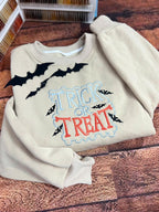 Embroidered Trick or Treat Sweatshirt, Embroidered Halloween Shirt, Halloween Women Shirt, Funny Halloween Shirt, Halloween Sweatshirt