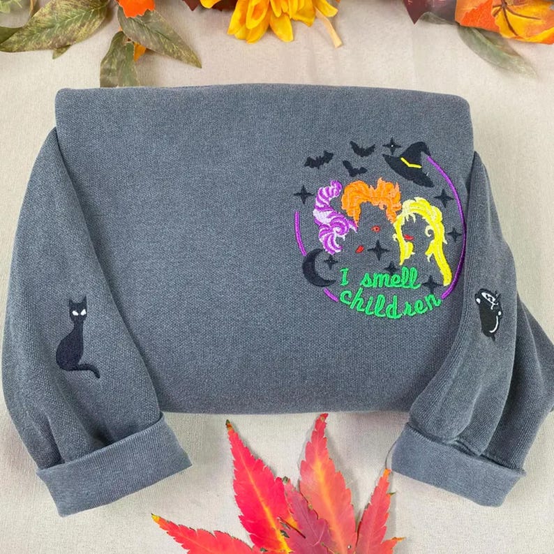 Comfort Color Hocus Pocus Embroidered Unisex Sweatshirt, Hocus Pocus Halloween Crewneck, Halloween Shirt, Funny Halloween Gift For Friends