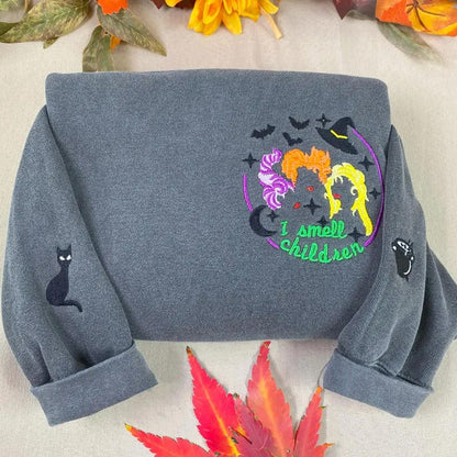Comfort Color Hocus Pocus Embroidered Unisex Sweatshirt, Hocus Pocus Halloween Crewneck, Halloween Shirt, Funny Halloween Gift For Friends