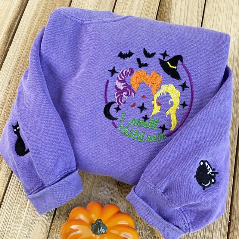 Comfort Color Hocus Pocus Embroidered Unisex Sweatshirt, Hocus Pocus Halloween Crewneck, Halloween Shirt, Funny Halloween Gift For Friends