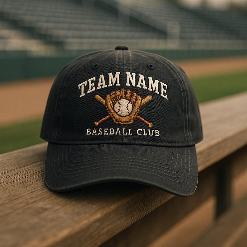 Custom Baseball Team Hat Personalized Embroidered Baseball Cap with Team Name, Sports Club Hat, Coach Player Gift, Baseball Team Cap