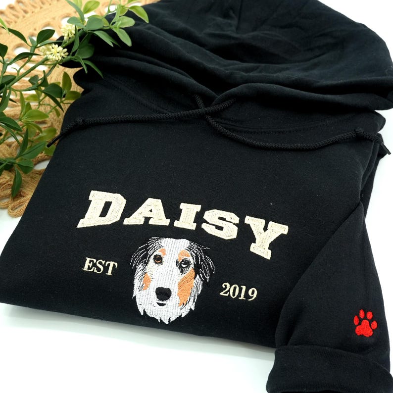 Custom Embroidered Pet Sweatshirt, Cat Mom Sweatshirt, Personalized Dog Dad Gift, Halloween Gift For Pet Lover