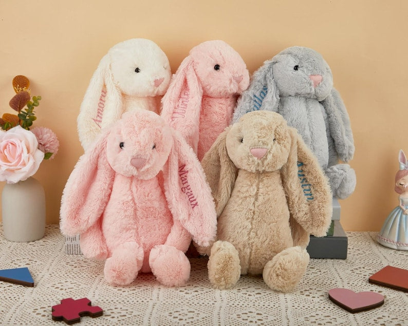 Personalized Embroidered Bunny Rabbit, Personalised Bunny Rabbit Toy,Custom Monogrammed Bunny Rabbit,Bunny Soft Plush Toy,Kids Birthday Gift