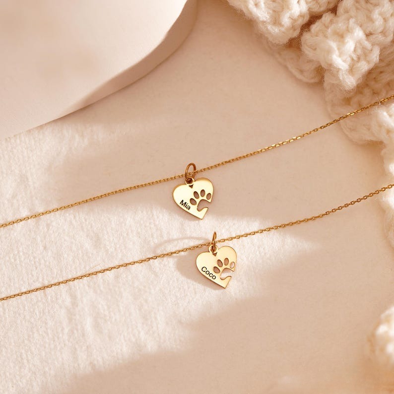 Custom Paw Name Necklace with Heart, Personalised Paw Print Necklace, Dog Paw Letter Necklace, Pet Memorial Gift for Her, Mothers Day Gift il_794xN.7030367687_7ndw_1.jpg