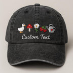 Custom Embroidered Garden Hat Personalized Baseball Cap with Cute Duck, Mushroom, Daisy, Strawberry and Watering Can Designs, Unique Nature Lover Gift