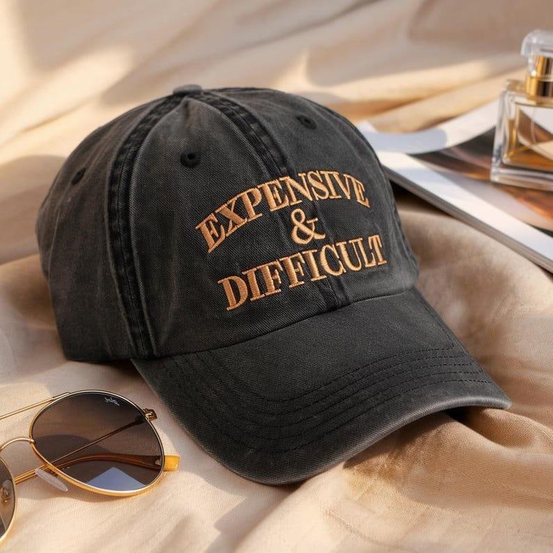 Expensive and Difficult Embroidery Design Funny Wife Hat File Sarcastic Trucker Cap Embroidery Digital Download for Washed Hat