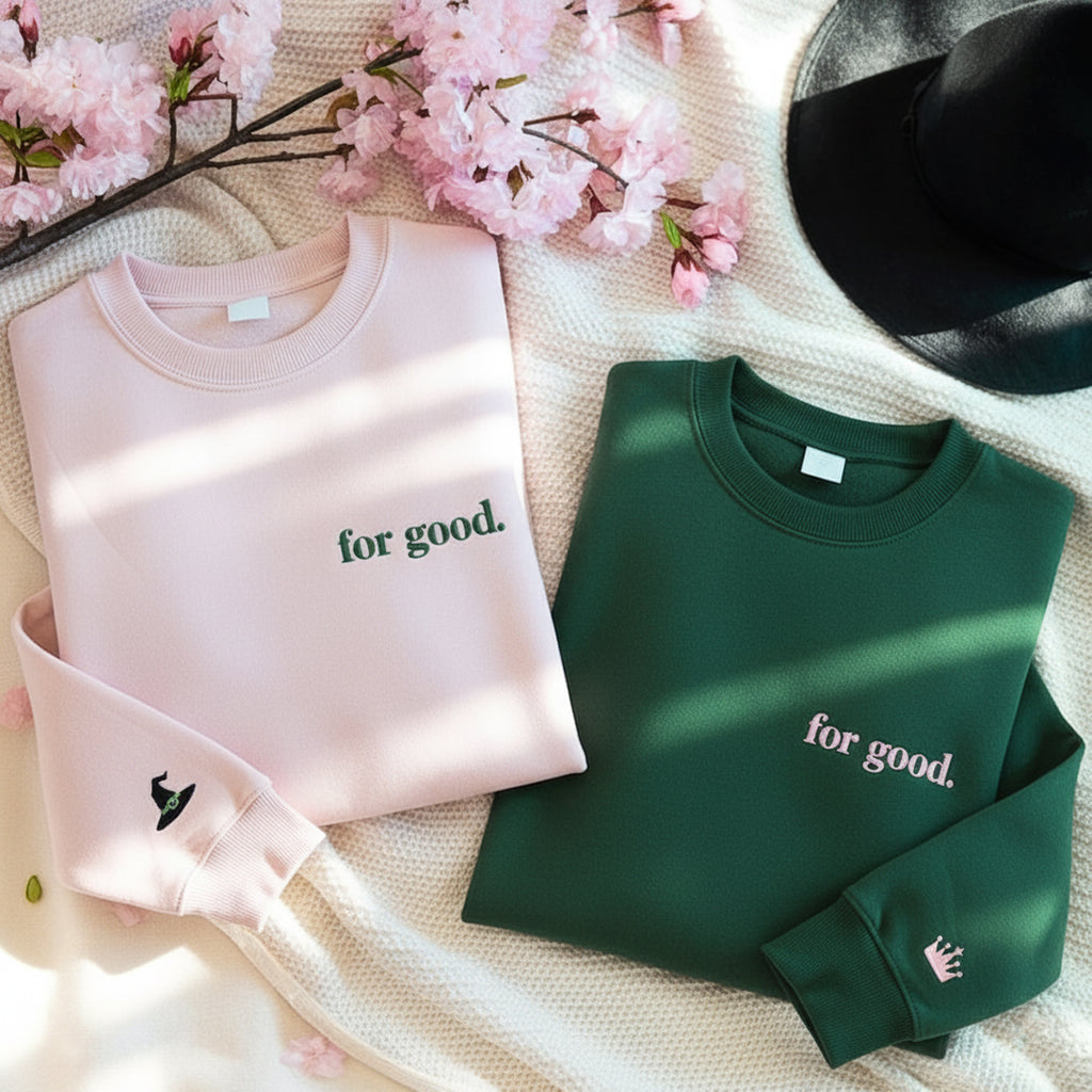 For Good Embroidered Sweatshirt, Shiz University Shirt, Musical Defy Gravity, Wicked Merch