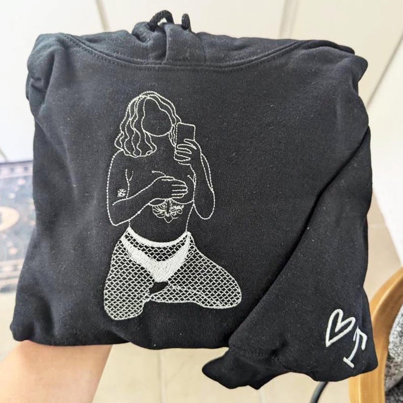 Spicy Hoodie, Custom Embroidered Portrait Sweatshirt, Custom Couple Portrait, Valentine Gift For Boyfriend, Gifts for Him, Anniversary Gift