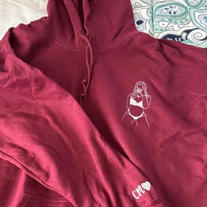 Spicy Hoodie, Custom Embroidered Portrait Sweatshirt, Custom Couple Portrait, Valentine Gift For Boyfriend, Gifts for Him, Anniversary Gift