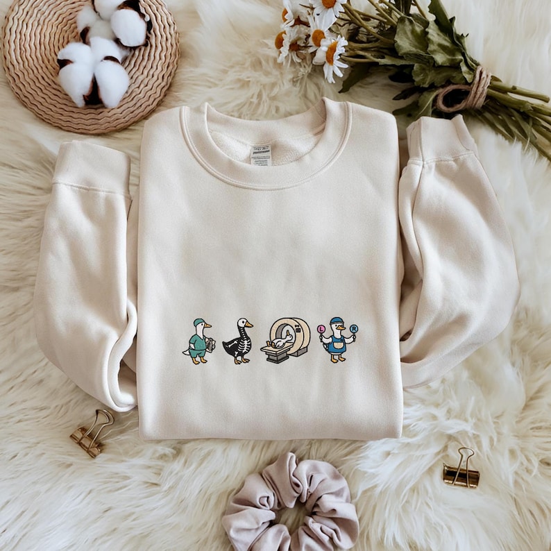Embroidered Radiologic Technologist Goose Sweatshirt, Simple Medical Sweatshirt, Radiologist T-Shirt, Rad Tech Crewneck, Gift Radiography Geese